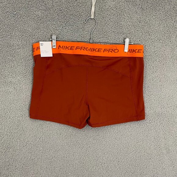 NEW Nike Pro Dri Fit Mid-Rise Shorts Women XXL Orange 3in GRX Athletic Training - Picture 4 of 13